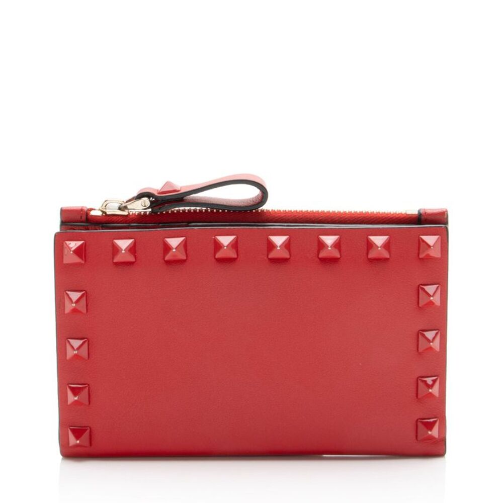 Valentino Calfskin Rockstud Bifold Wallet